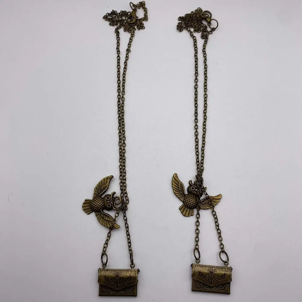 2 Hogwarts‎ Letter Harry Potter Owl With Envelope Pendant Vintage Style Necklace